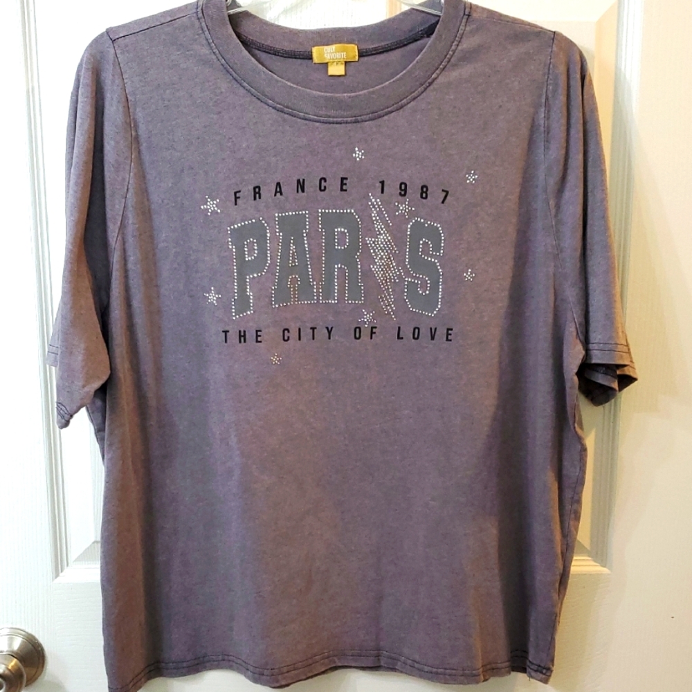 Cult Favorite Grey Paris Graphic T-Shirt 1x